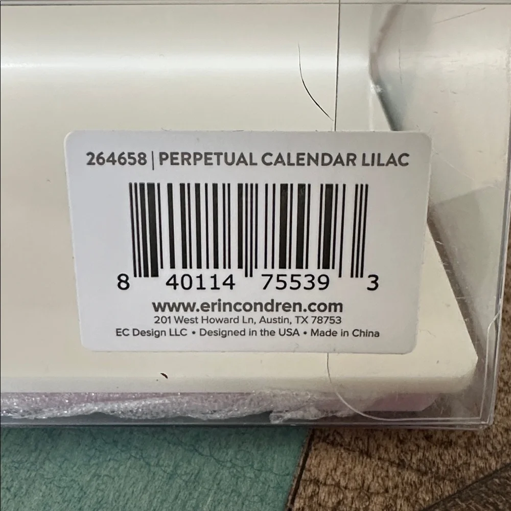 NEW! Erin Condren Acrylic Perpetual Calendar Lilac Cream
